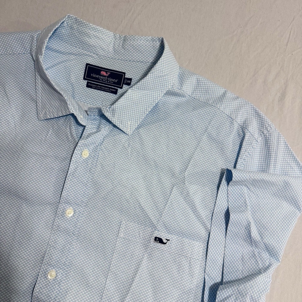Vineyard Vines Classic Fit Tucker Shirt Mens 3XB Button Down Blue Short Sleeve